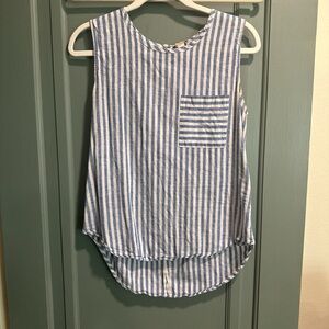 J.Crew blue & white linen blend sleeveless top Size 4